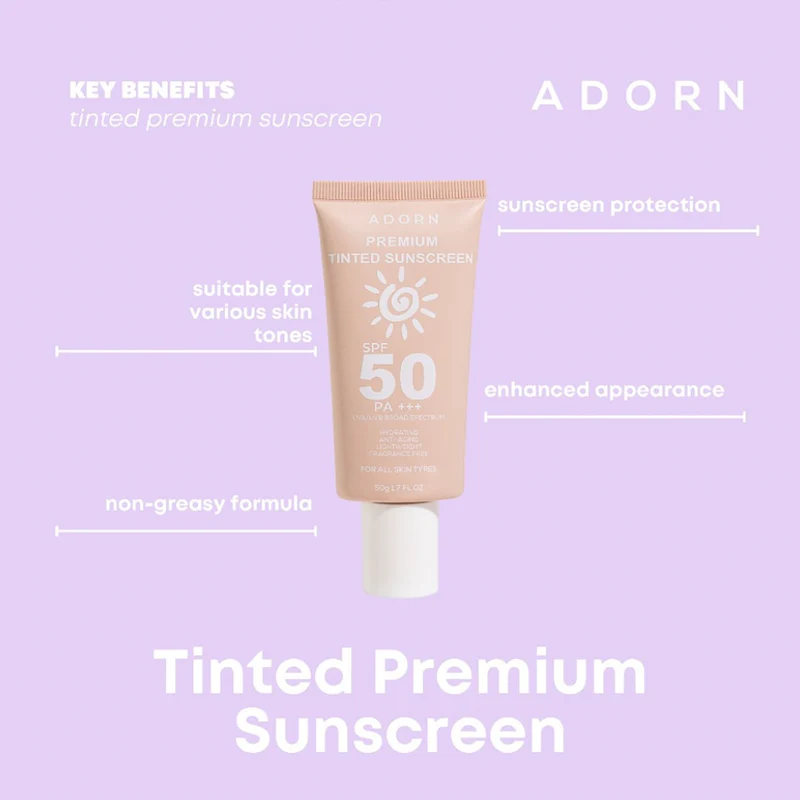 Adorn Premium Tinted Sunscreen SPF 50 PA+++ - Image 5