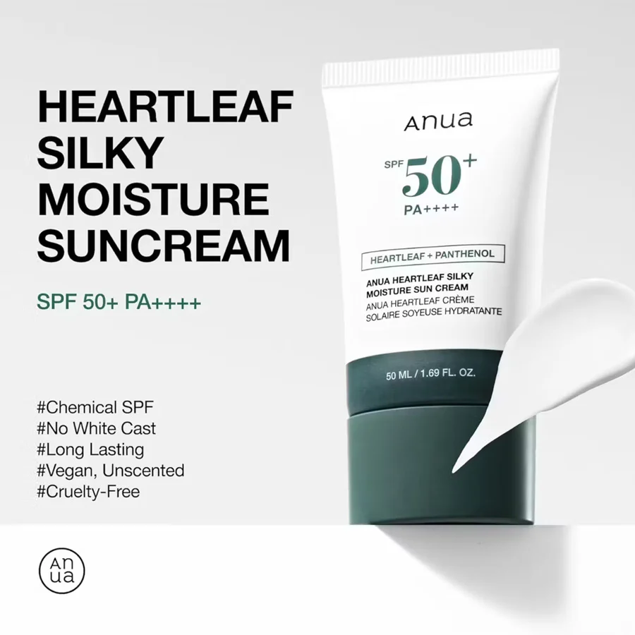 Anua Heartleaf Silky Moisture Sun Cream SPF 50+ PA++++ 50ml - Image 3