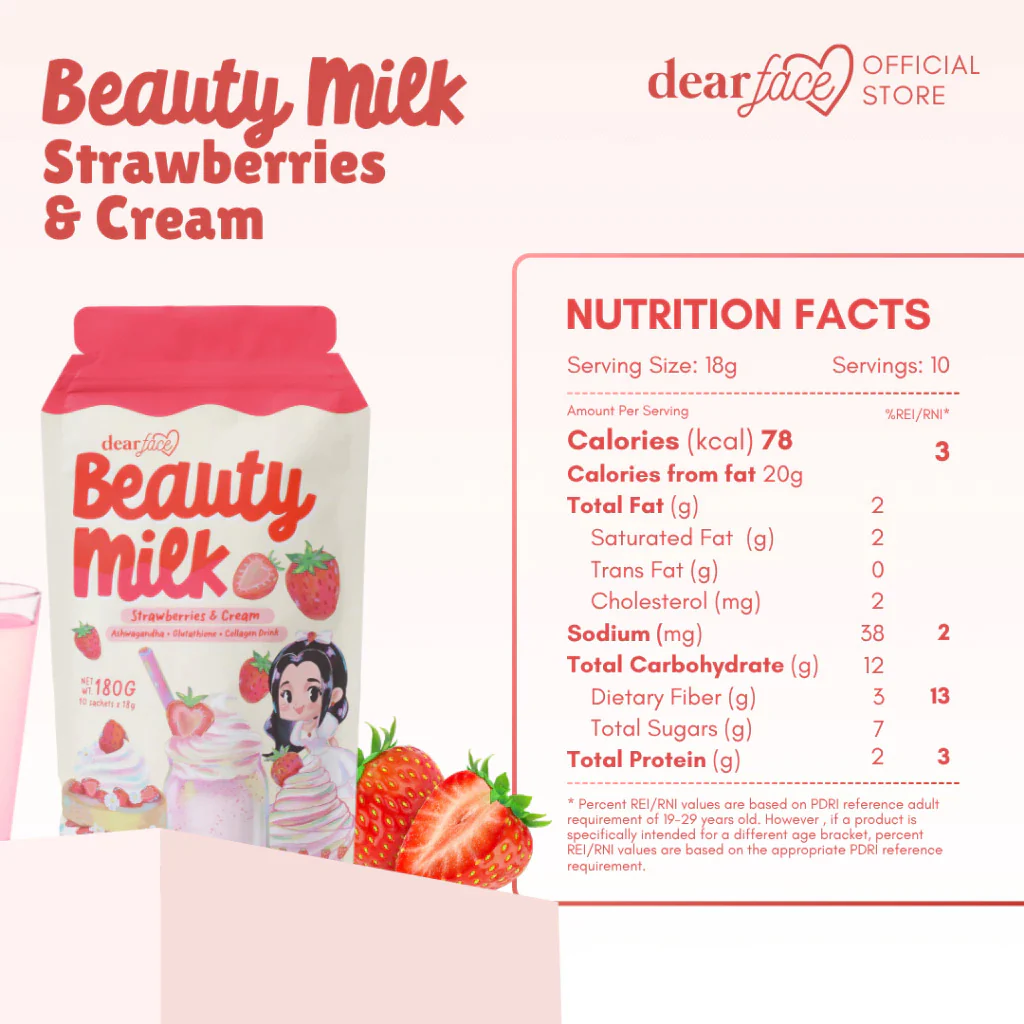 Dear Face Beauty Milk Strawberries & Cream (6+1 Weekly Pack) - Image 3
