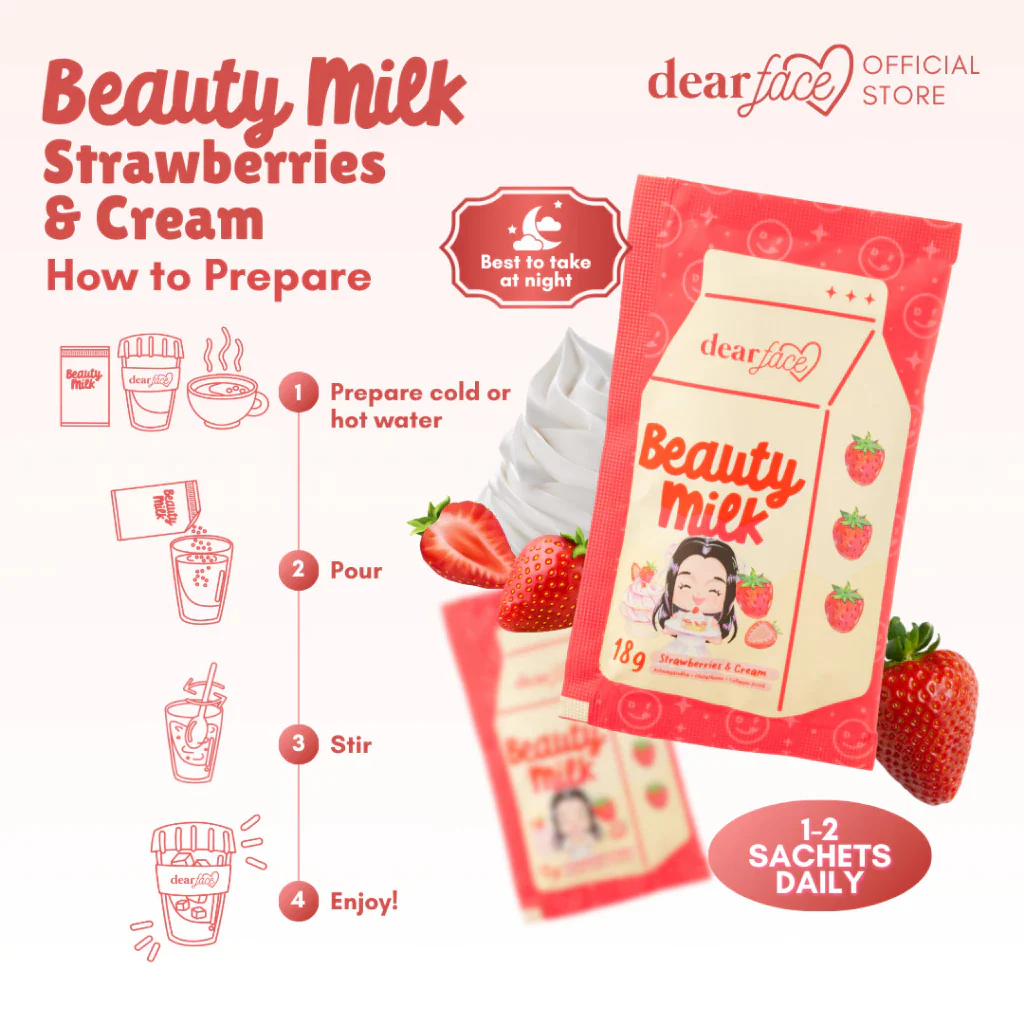 Dear Face Beauty Milk Strawberries & Cream (6+1 Weekly Pack) - Image 4