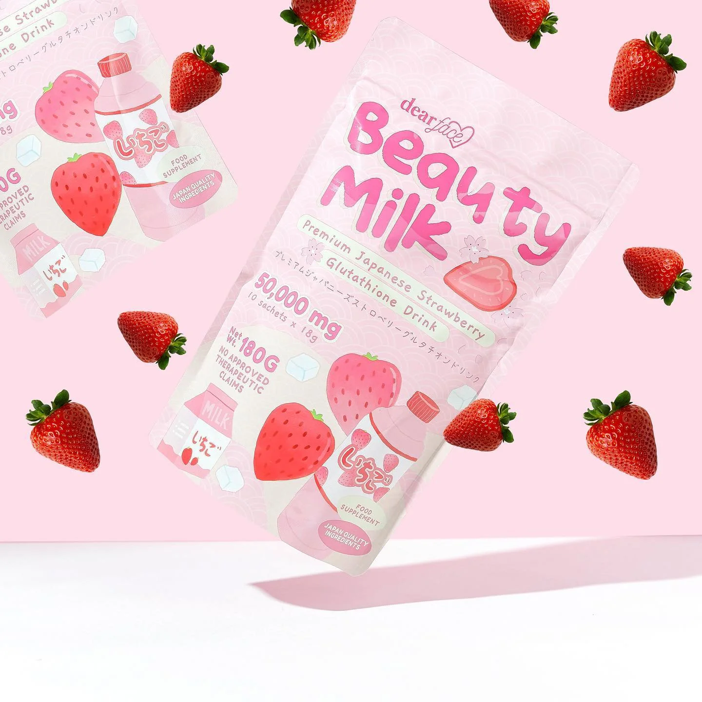 Dear Face Beauty Milk Strawberry Glutathione Drink - Image 6