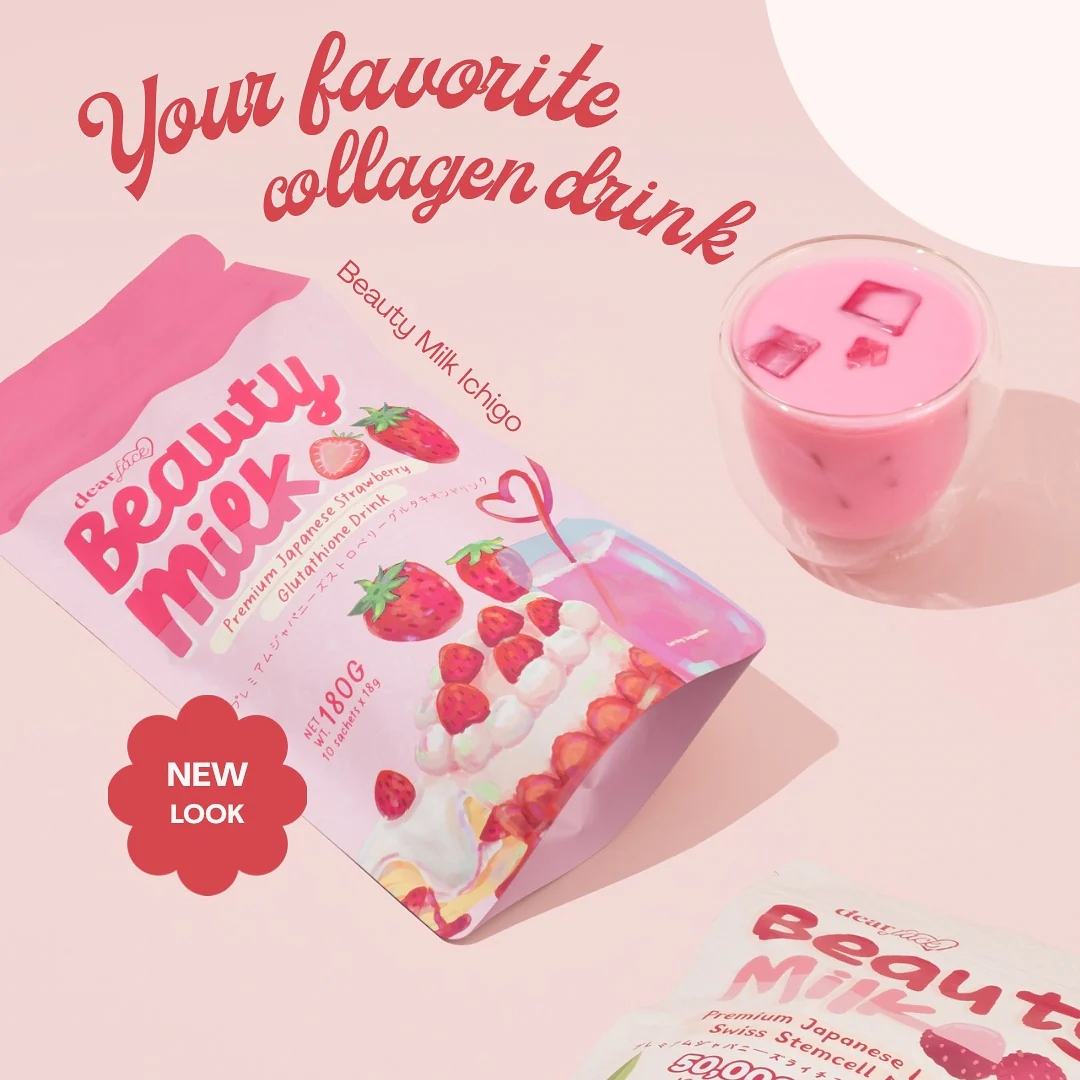 Dear Face Beauty Milk Strawberry Glutathione Drink - Image 3
