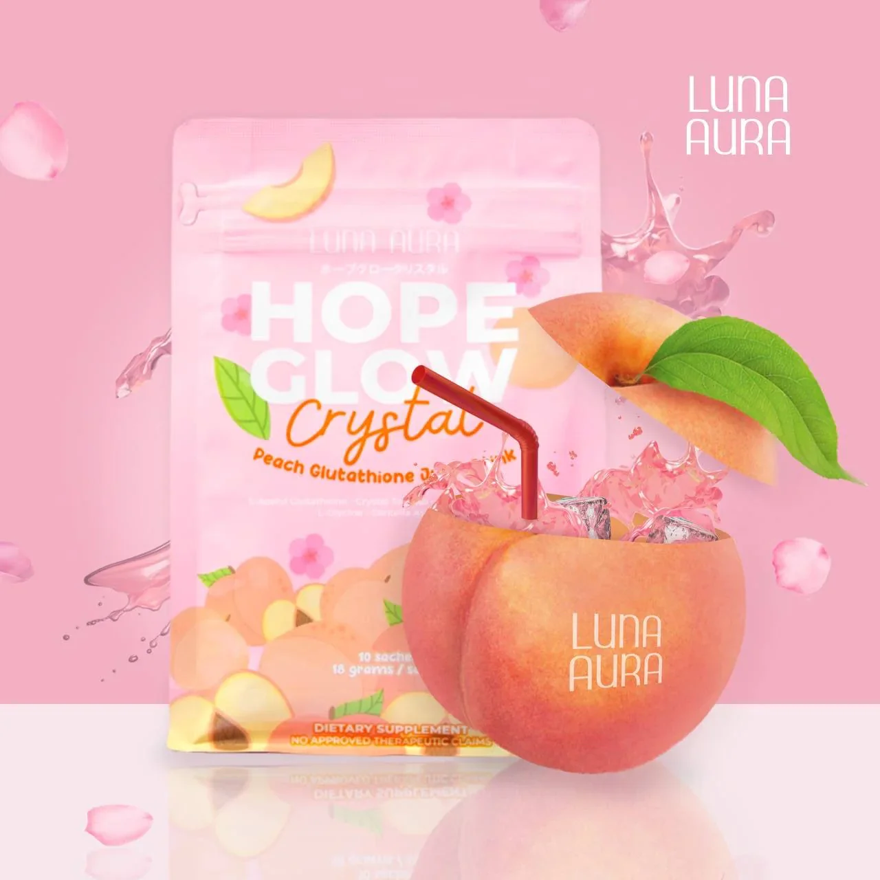 Luna Aura Hope Glow Crystal Peach Drink - Image 4