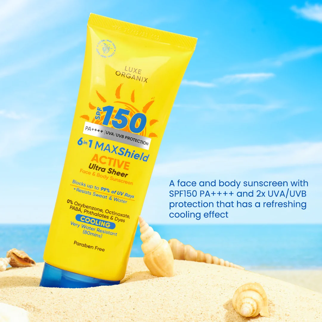Luxe Organix 6 in 1 Maxshield Active Ultra Sheer Face and Body Sunscreen SPF 150 100ml - Image 2