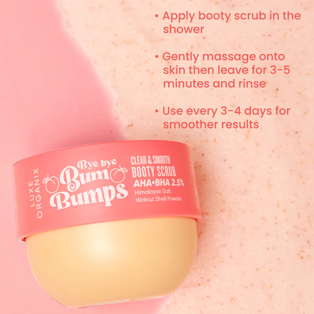 Luxe Organix Bye Bye Bum Bumps Clear and Smooth Booty Scrub 285g - Image 2