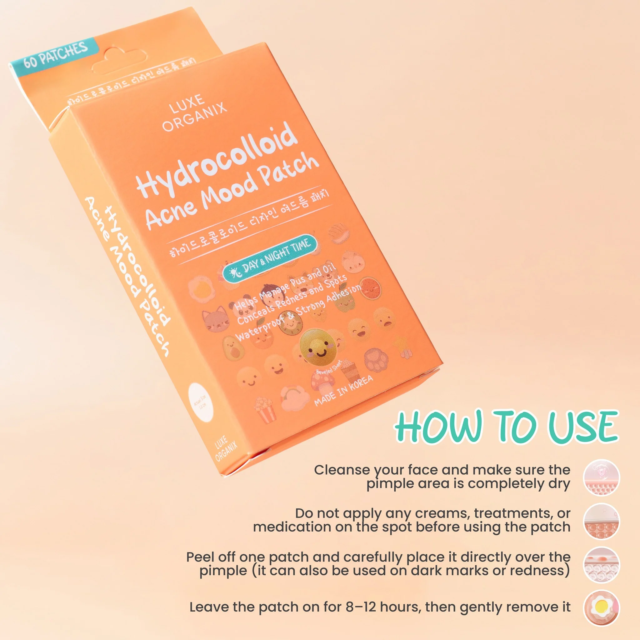 Luxe Organix Hydrocolloid Acne Mood Patch 60pcs - Image 3