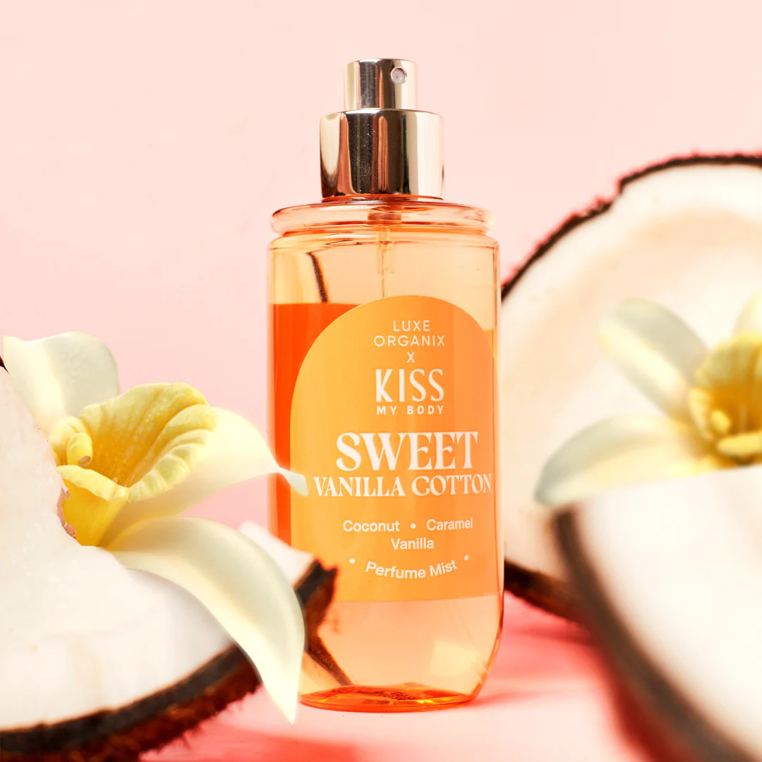 Luxe Organix Kiss My Body Sweet Vanilla Cotton Perfume Mist 88ml - Image 3