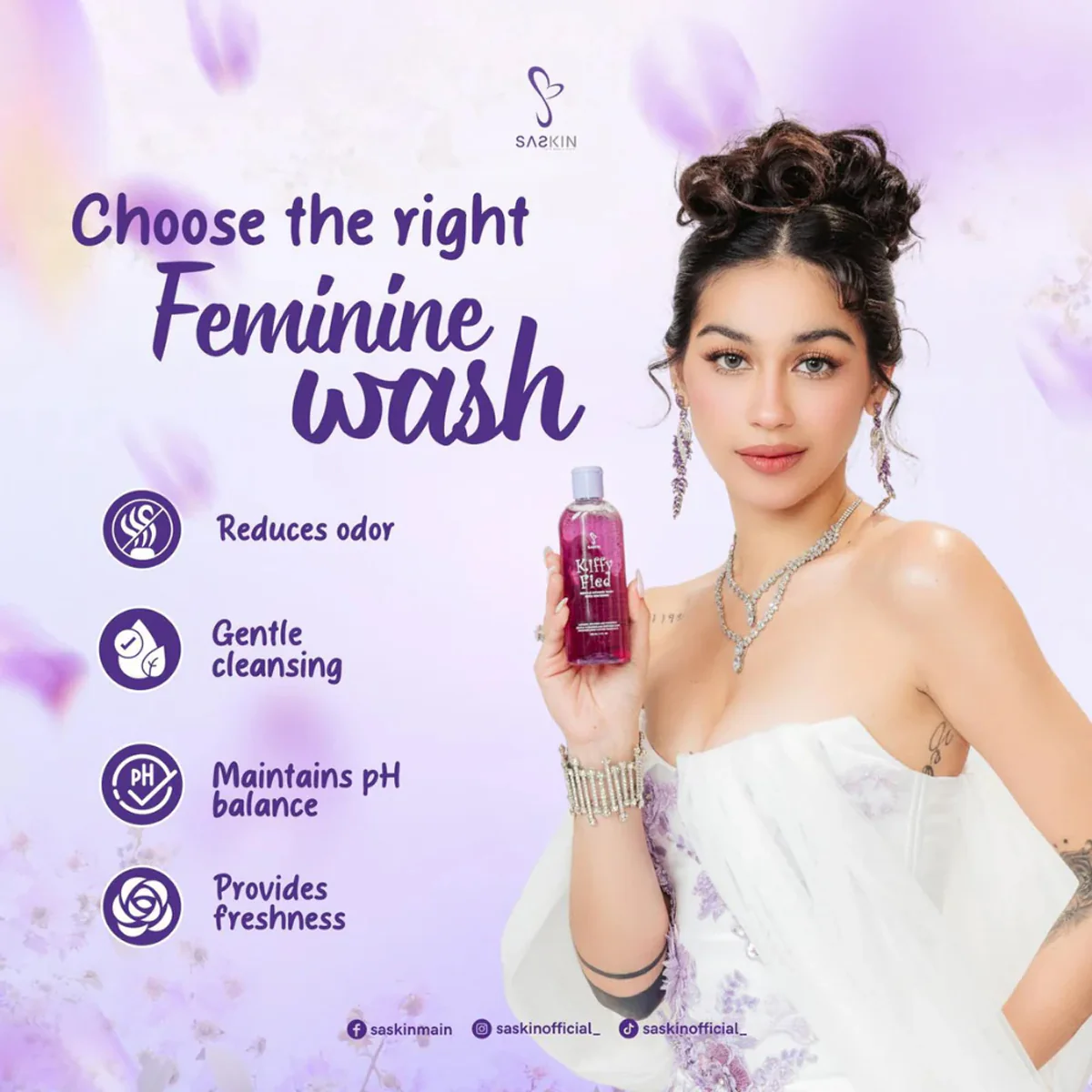 Saskin Kiffy Fied Gentle Wash with Whitening Intimate Wash - Image 2